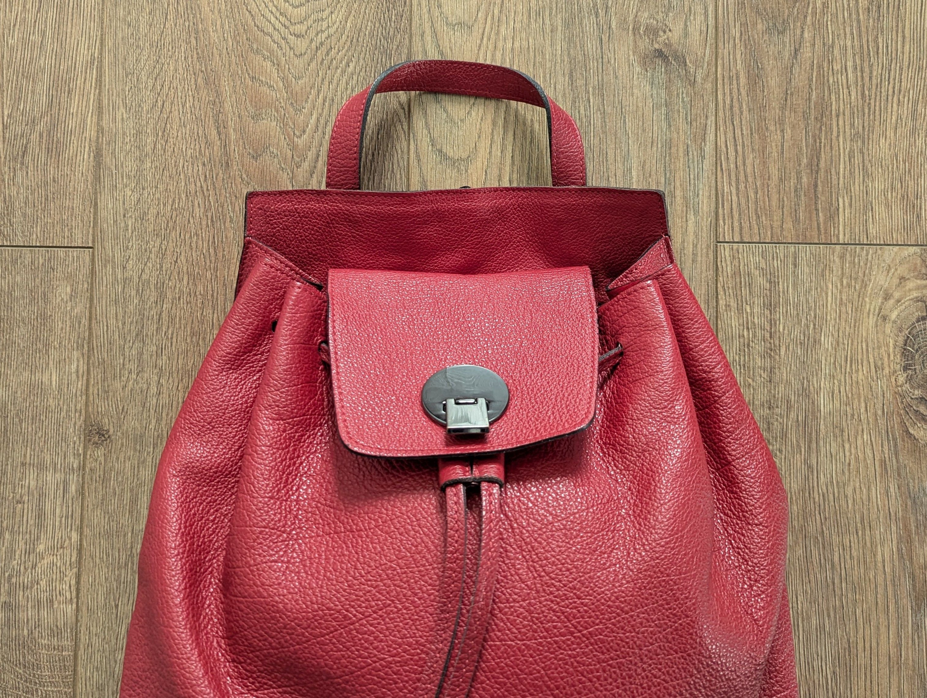 Baldinini Baldinini Trend Leather Backpack Red Made In Italy Rukzak Size ONE SIZE - 3 Thumbnail