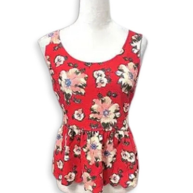 Other Anthropologie Peplum Top Floral Scoop Neck Scallop Hem W S Size S / US 4 / IT 40 - 1 Thumbnail