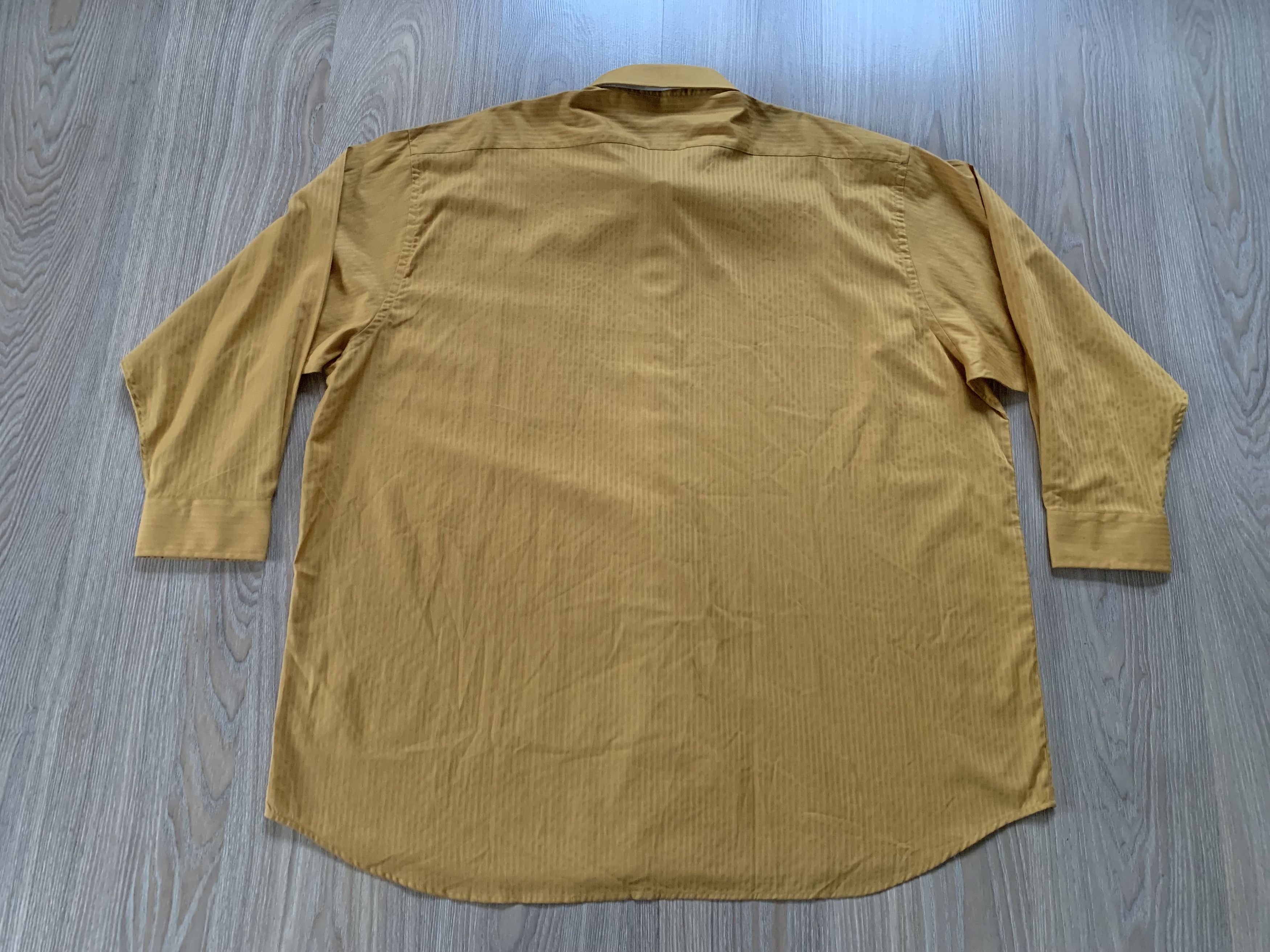 Oleg Cassini Oleg Cassini Mustard Textured Dress Shirt Size US XXL / EU 58 / 5 - 3 Thumbnail