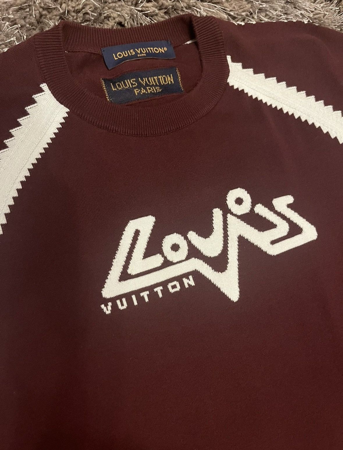 LV x NIGOコラボ Short-Sleeved Knitted Crewneck 関税込 Louis Vuitton Nigo Grey & Black Logo Sweater – Savonches
