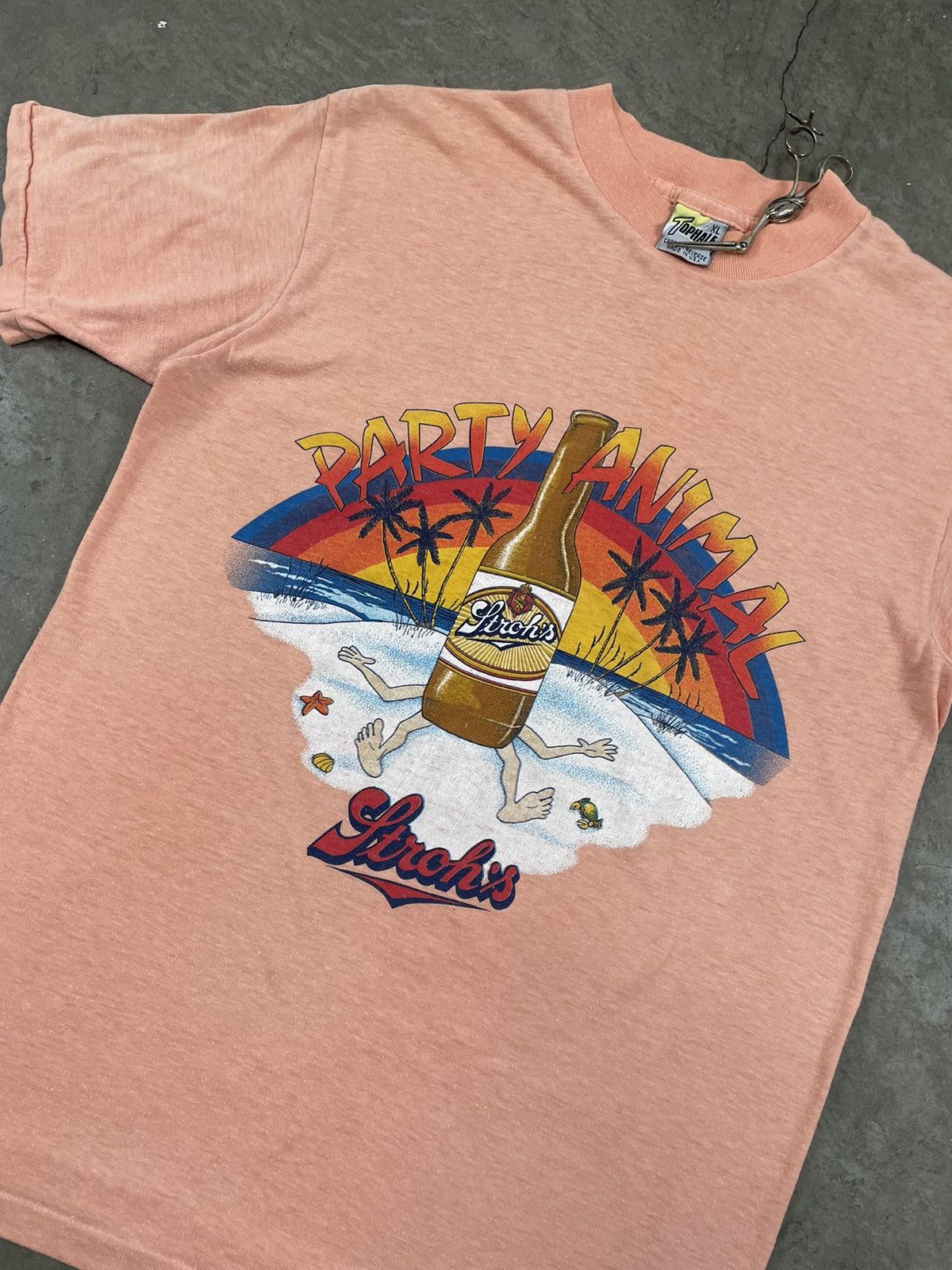 Vintage Vintage 80's Stroh's Beer Party Animal T-Shirt Size US L / EU 52-54 / 3 - 2 Thumbnail