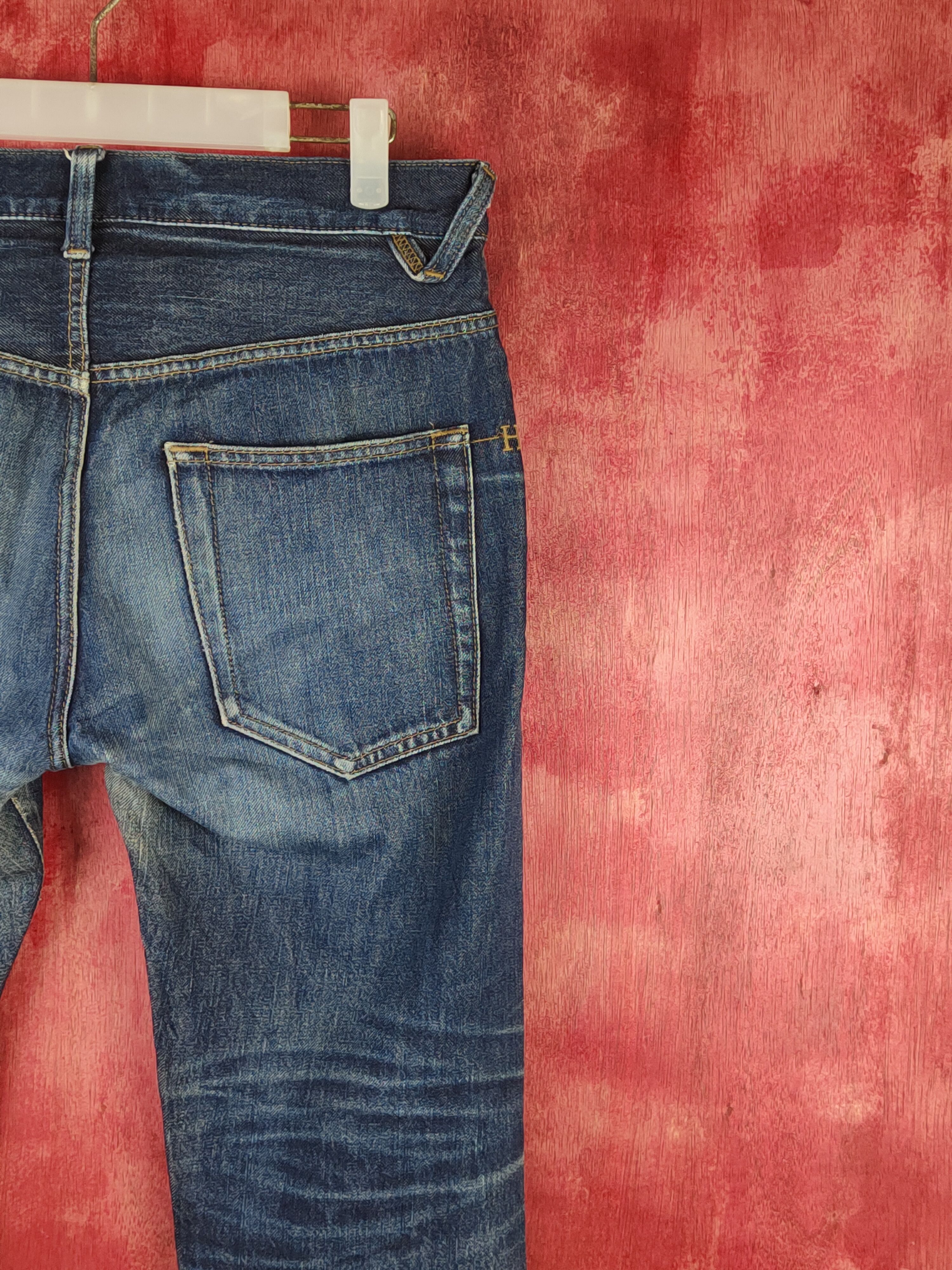 Japanese Brand H.A.K.U Dark Blue Distressed Ripped Jeans #S1655 Size US 31 - 12 Thumbnail