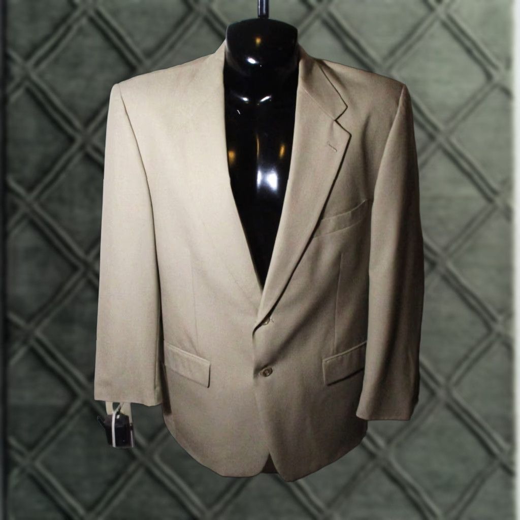 Evan Picone VINTAGE Evan Picone Tan Wool 2 Piece Suit Men's 44 Long 38X32 Brown Solid 2pc Size 44R - 1 Thumbnail