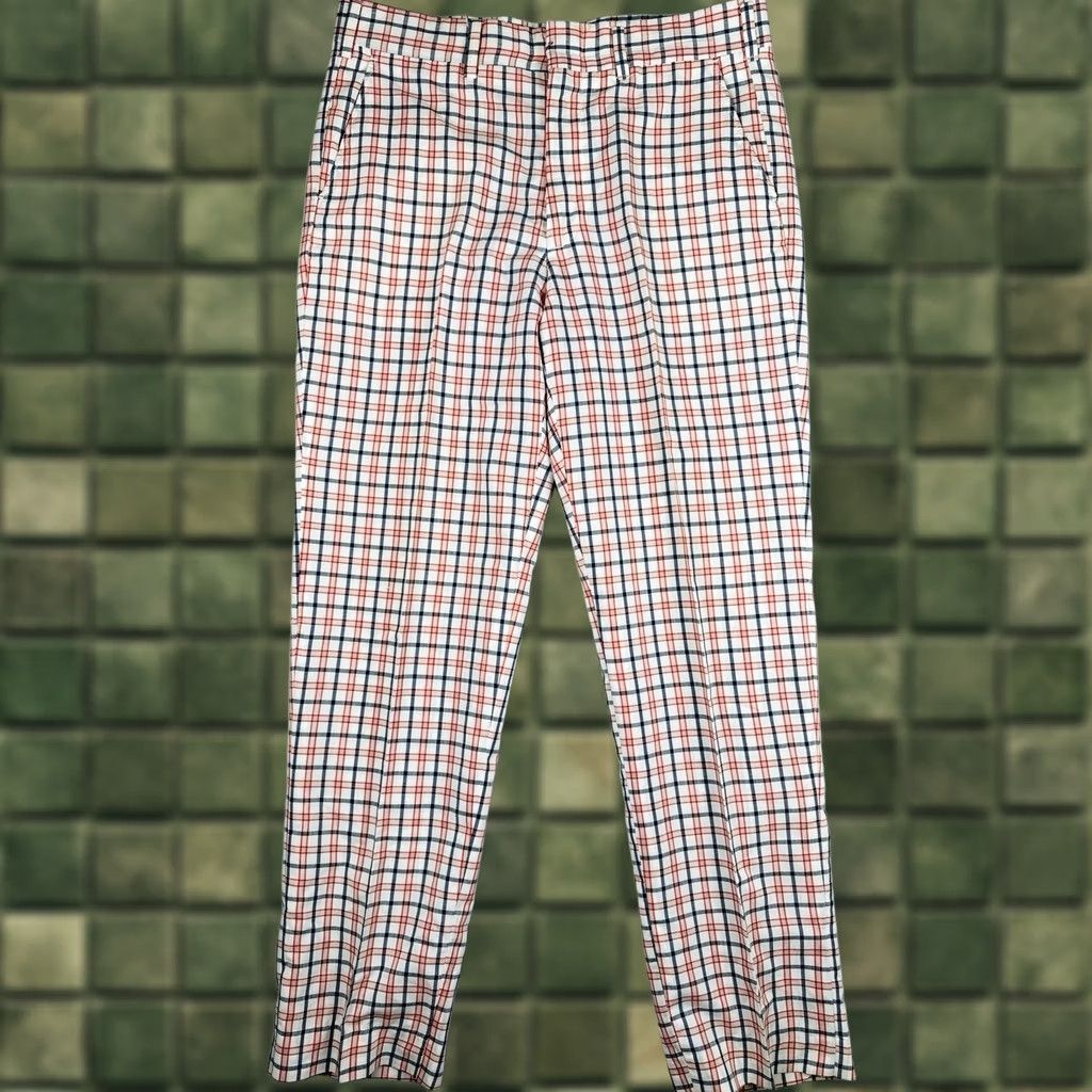 Sears VINTAGE Sears Kings Road Plaid Pants Perma-Prest 34x30 1970s Blue Disco Straight Leg Mens Size US 34 / EU 50 - 1 Thumbnail