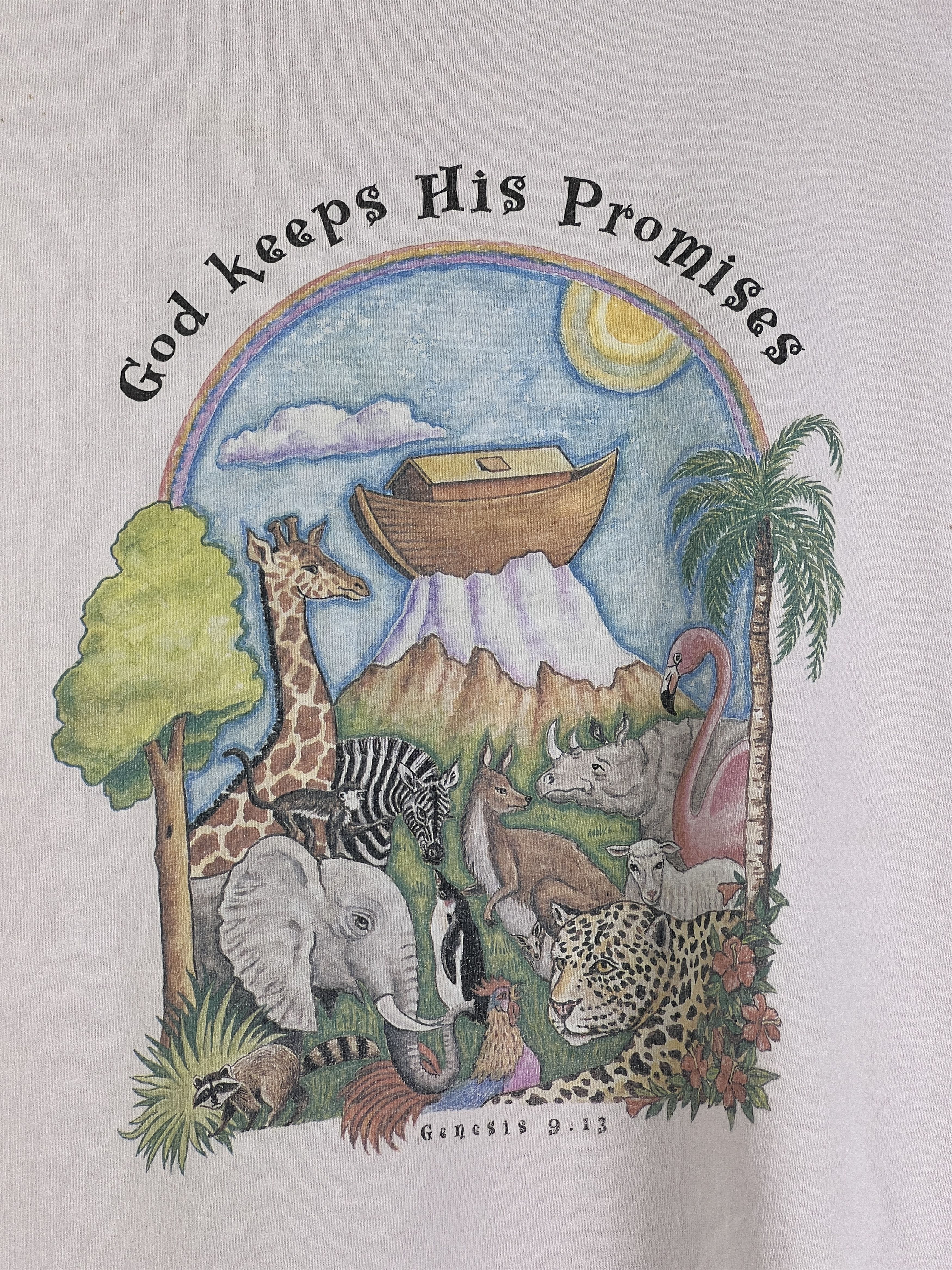 Vintage No.5161 Vintage Noah's Ark Art Graphic Tee Size US L / EU 52-54 / 3 - 2 Thumbnail