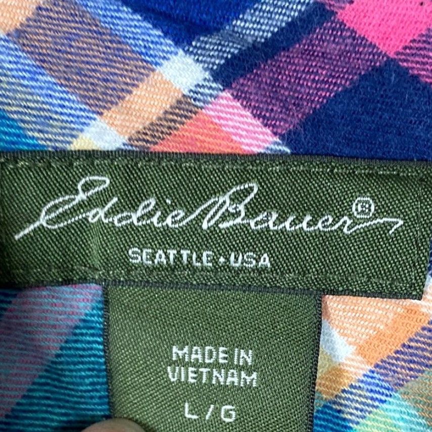 Eddie Bauer Eddie Bauer Womens Blouse Multicolored Plaid Button Down 100% Cotton Large Size L / US 10 / IT 46 - 4 Thumbnail