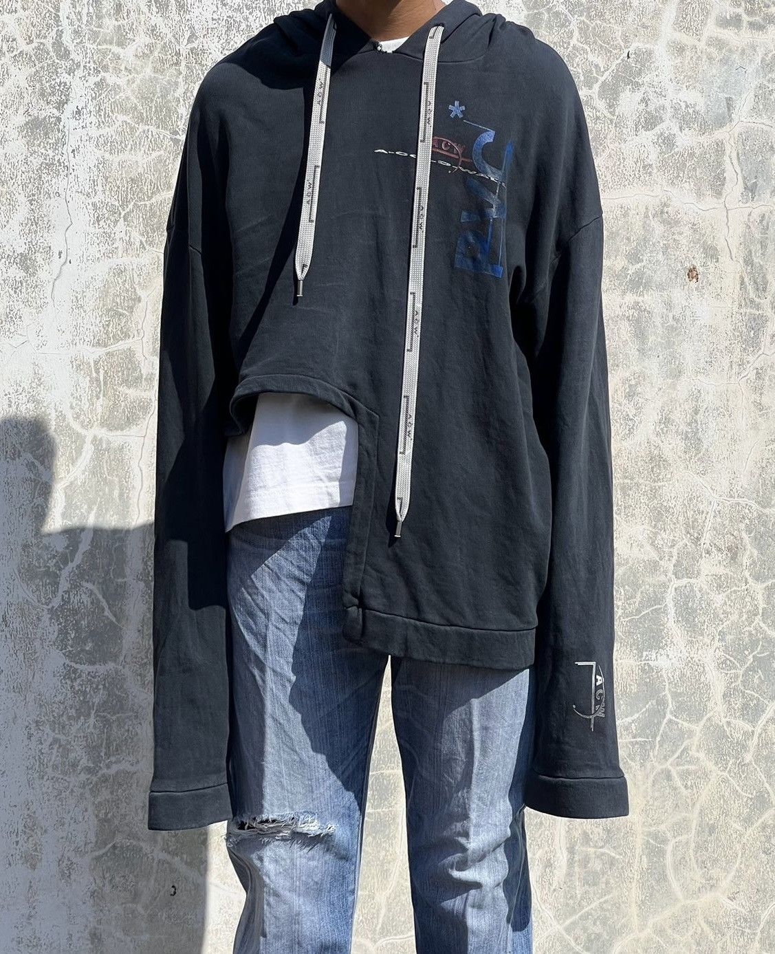 image of A Cold Wall Pvc Hoodie Ss18 - Asymetric Oversized in Black, Men's (Size XL)