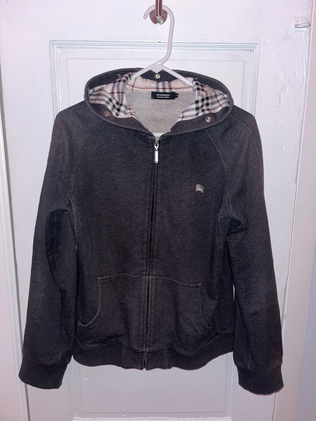 Burberry FORDSON GRAY COTTON BBOX LOGO ZIP CHECK HOODIE
