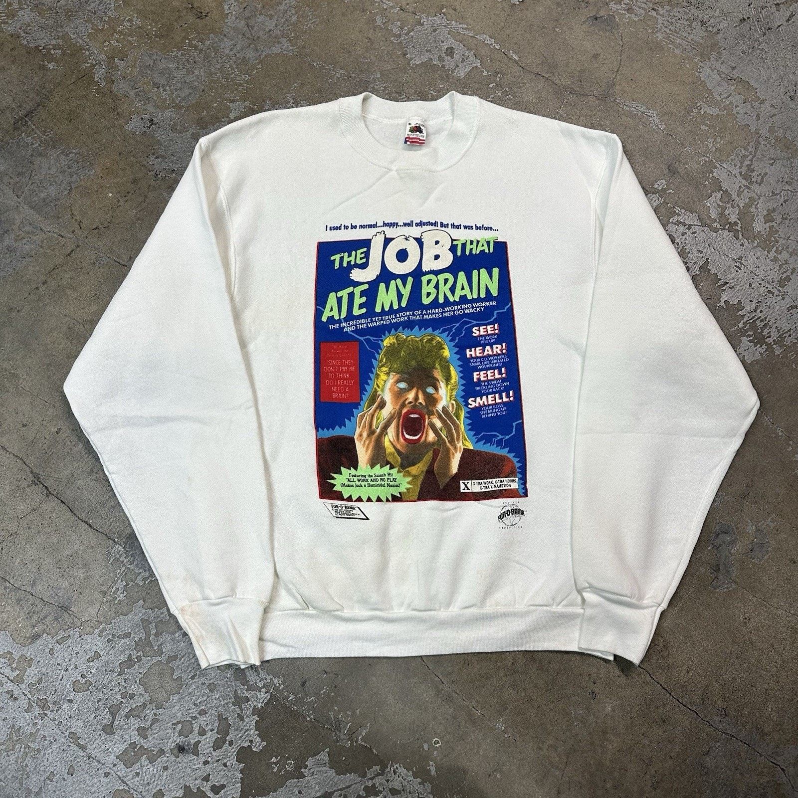 Vintage Vintage 1991 Fun-O-Rama Job That Ate My Brain Sweatshirt XL Size US XL / EU 56 / 4 - 1 Thumbnail