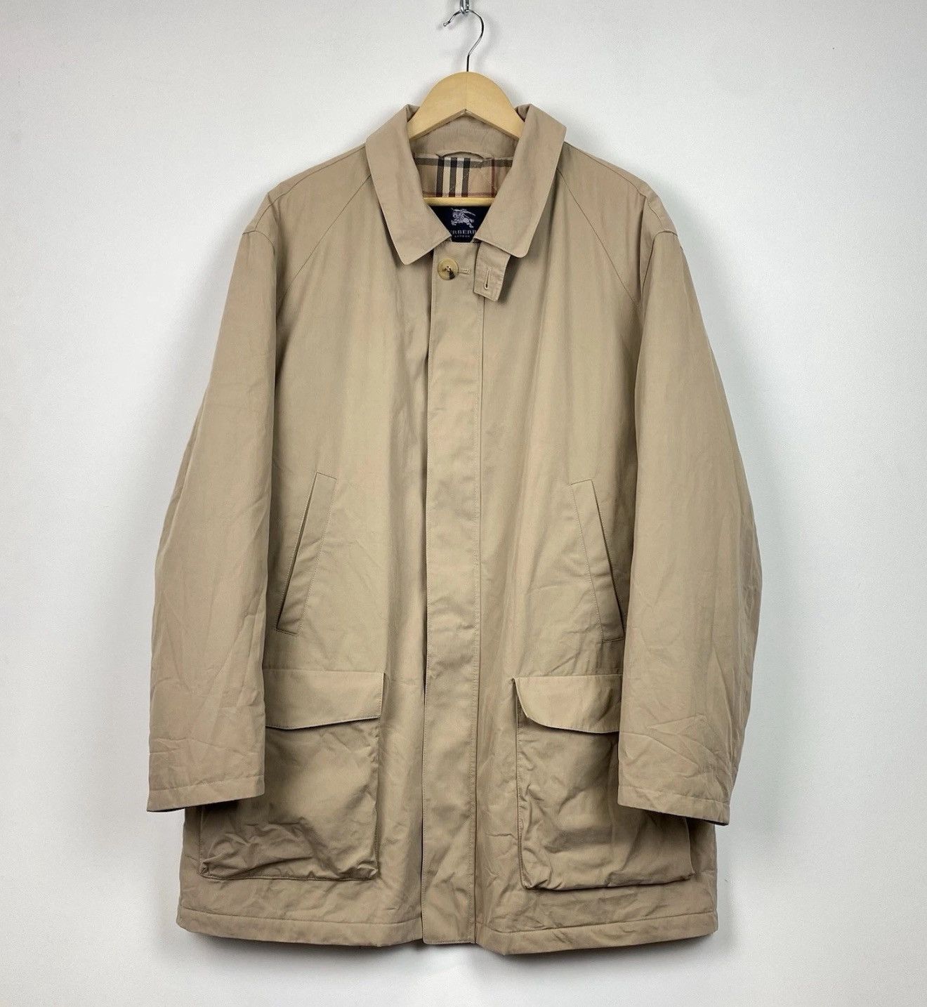 Burberry Burberry London Full Zip Collared Coat Jacket Beige Top Logo Size US XL / EU 56 / 4 - 1 Thumbnail