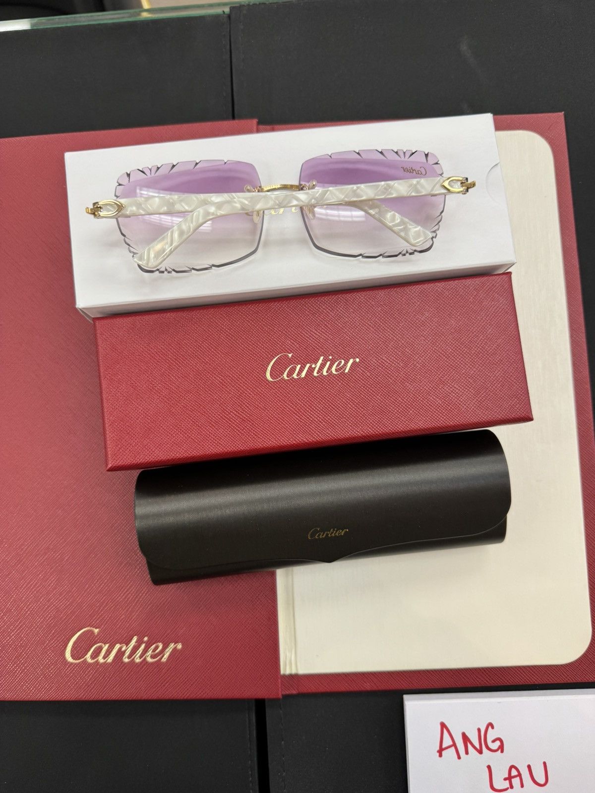 Cartier Cartier White Composite with Custom Diamond Cut Lenses Size ONE SIZE - 2 Thumbnail