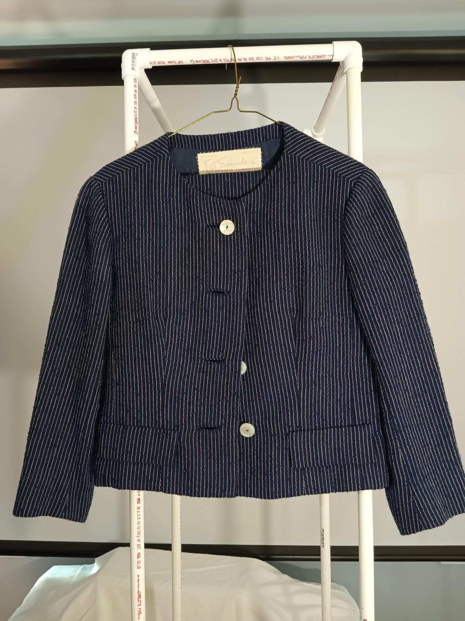 Designer Stylish Navy Stripe Jacket by Tal Saunders Size L / US 10 / IT 46 - 1 Thumbnail