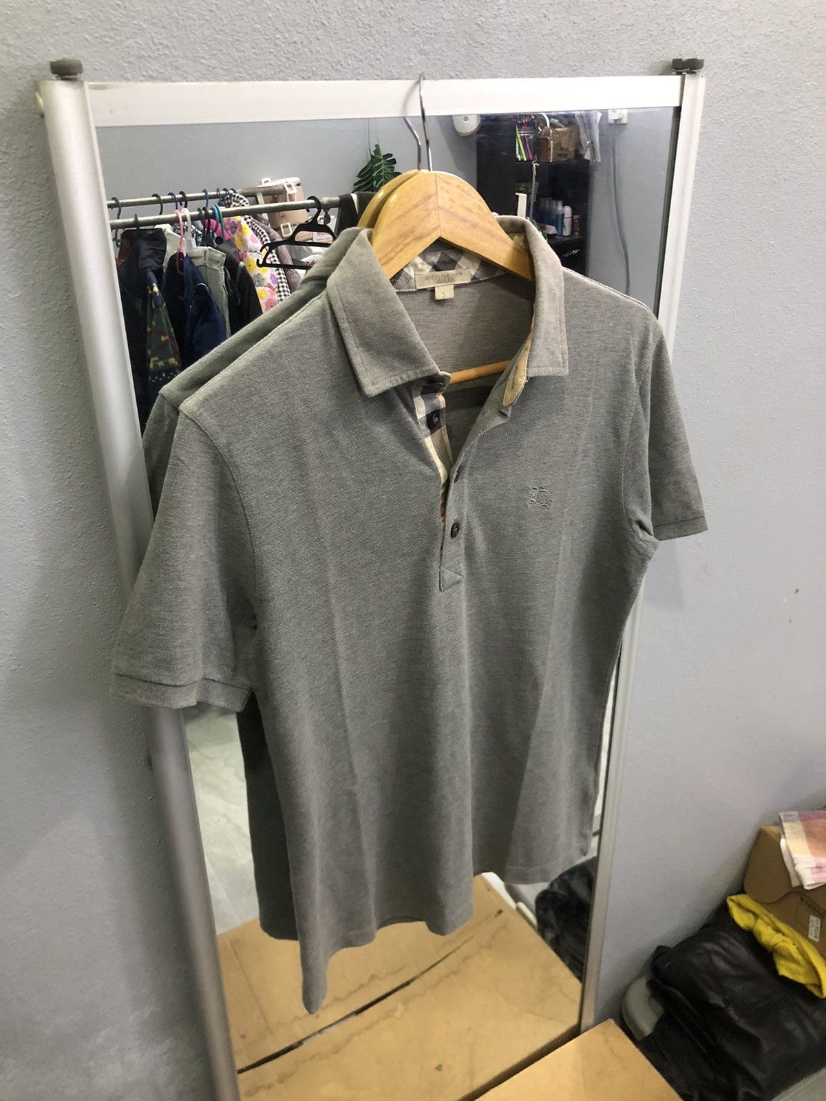 Burberry Burberry Brit Grey Check Trim Polo Shirt Size S Size US S / EU 44-46 / 1 - 3 Thumbnail