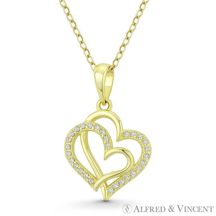 Other Double-Heart CZ Accent Pendant in .925 Sterling Silver Size ONE SIZE - 1 Preview