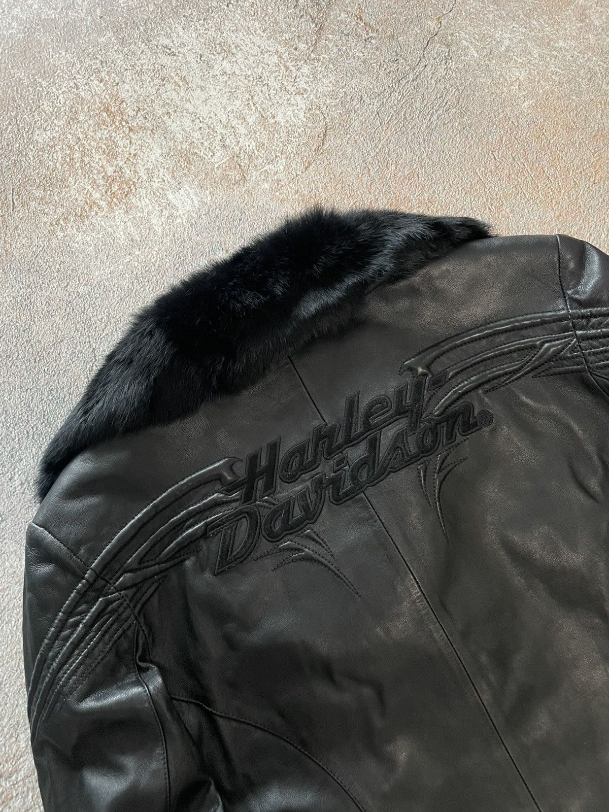 Harley Davidson Harley Davidson Black Leather Fur Collar Cropped Jacket Size L / US 10 / IT 46 - 12 Thumbnail