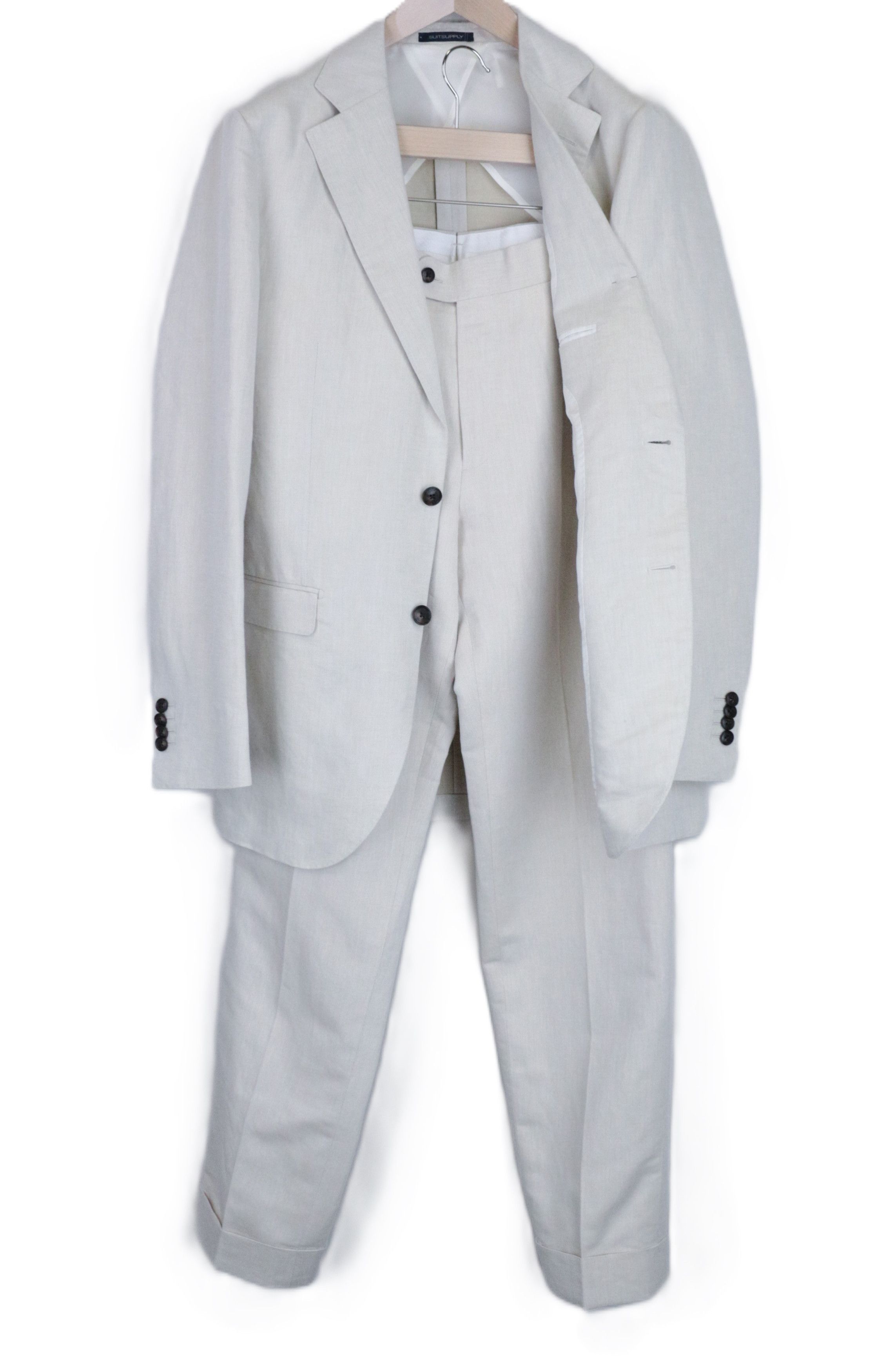 Suitsupply LA SPALLA UK38L Beige Linen Cotton Suit 67232 Size 38L - 1 Thumbnail