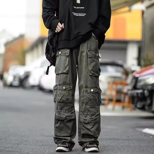 image of Vintage Unisex Cargo Pants, Military Style Pants in Green, Men's (Size 30)