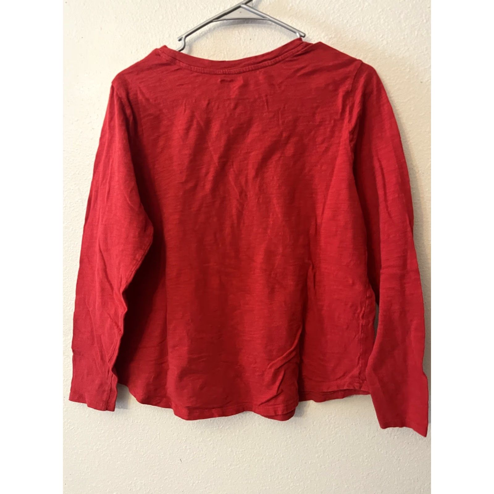 Old Navy Old Navy Womens Solid Red Cotton Round Neck Long Sleeve Large T-Shirt Size L / US 10 / IT 46 - 2 Thumbnail