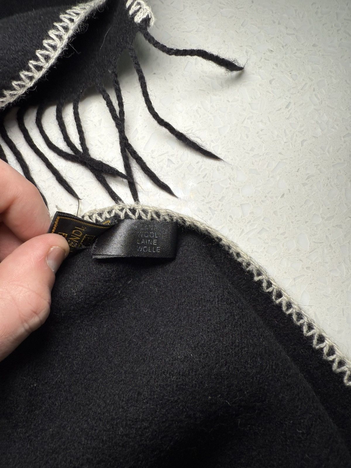 Fendi Fendi Black & Grey Logo Scarf Size ONE SIZE - 7 Thumbnail