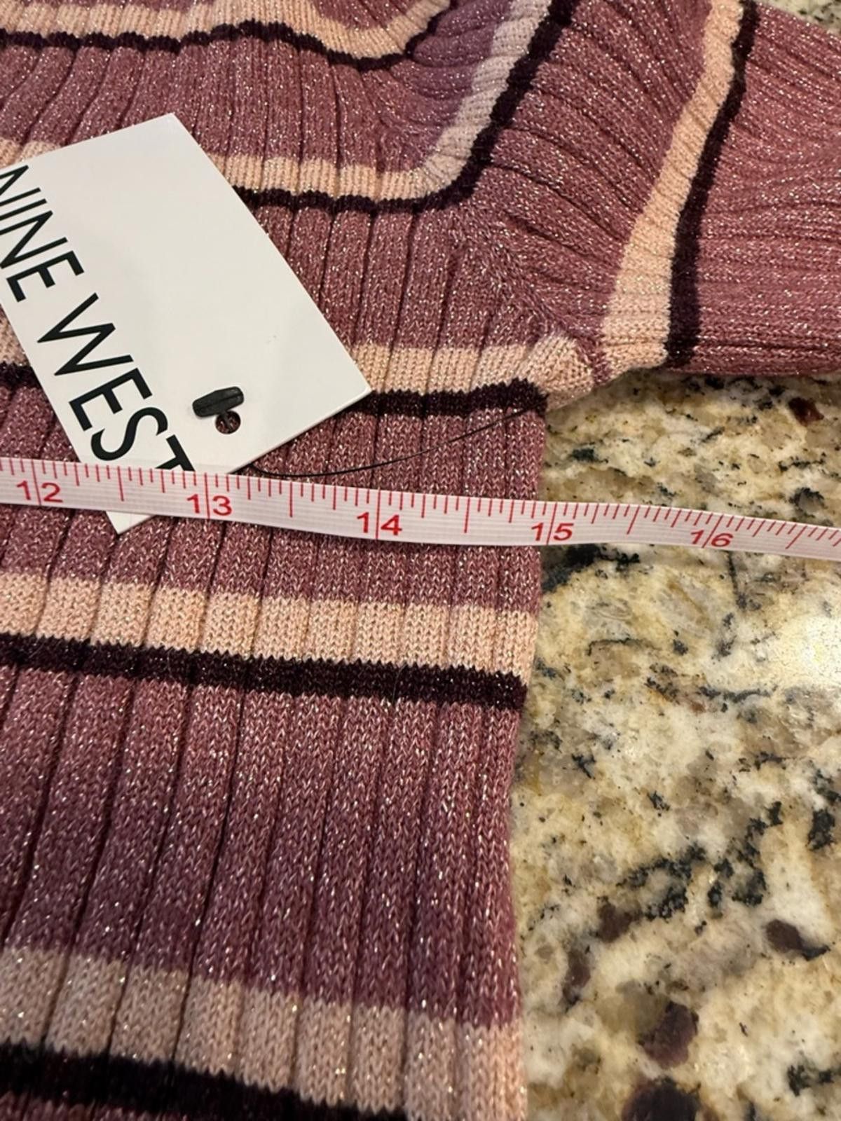 Nine West Nine West metallic stripe V neck sweater pink brown tan SZ M Size M / US 6-8 / IT 42-44 - 10 Thumbnail