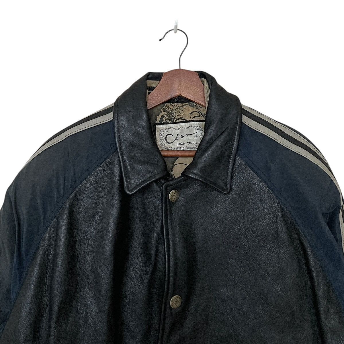 Japanese Brand Vintage Brand Cion Ginza Tokyo Leather Varsity Jacket 1990s Size US L / EU 52-54 / 3 - 9 Thumbnail