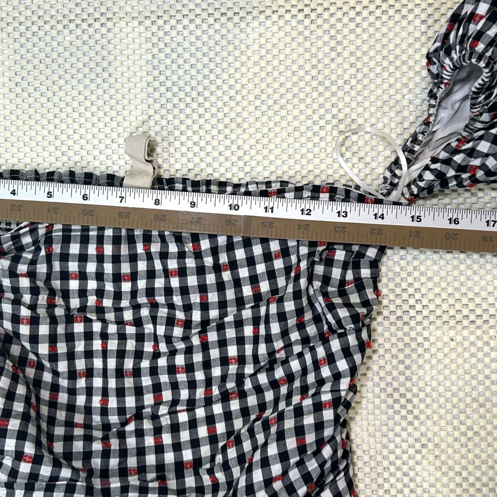 Vintage Dolan Gingham Off Shoulder Crop Top Tie Front Blouse Black Accent Size S Womens Blouse Cropped Short Puff Sleeve Checkered Top DPZ Size S / US 4 / IT 40 - 7 Thumbnail