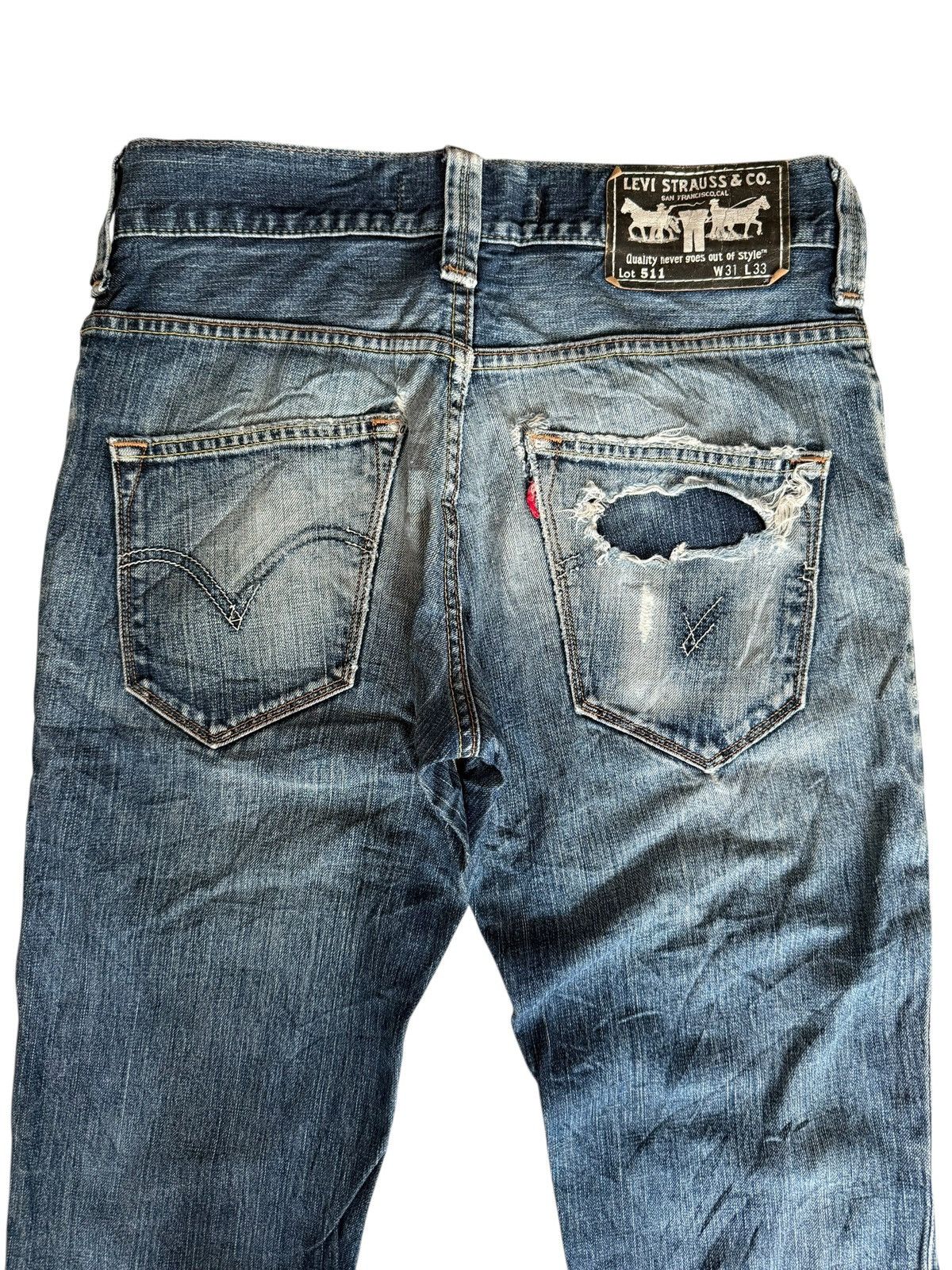 Levi's Vintage Levis 551 Distressed Jeans Size US 29 - 7 Thumbnail