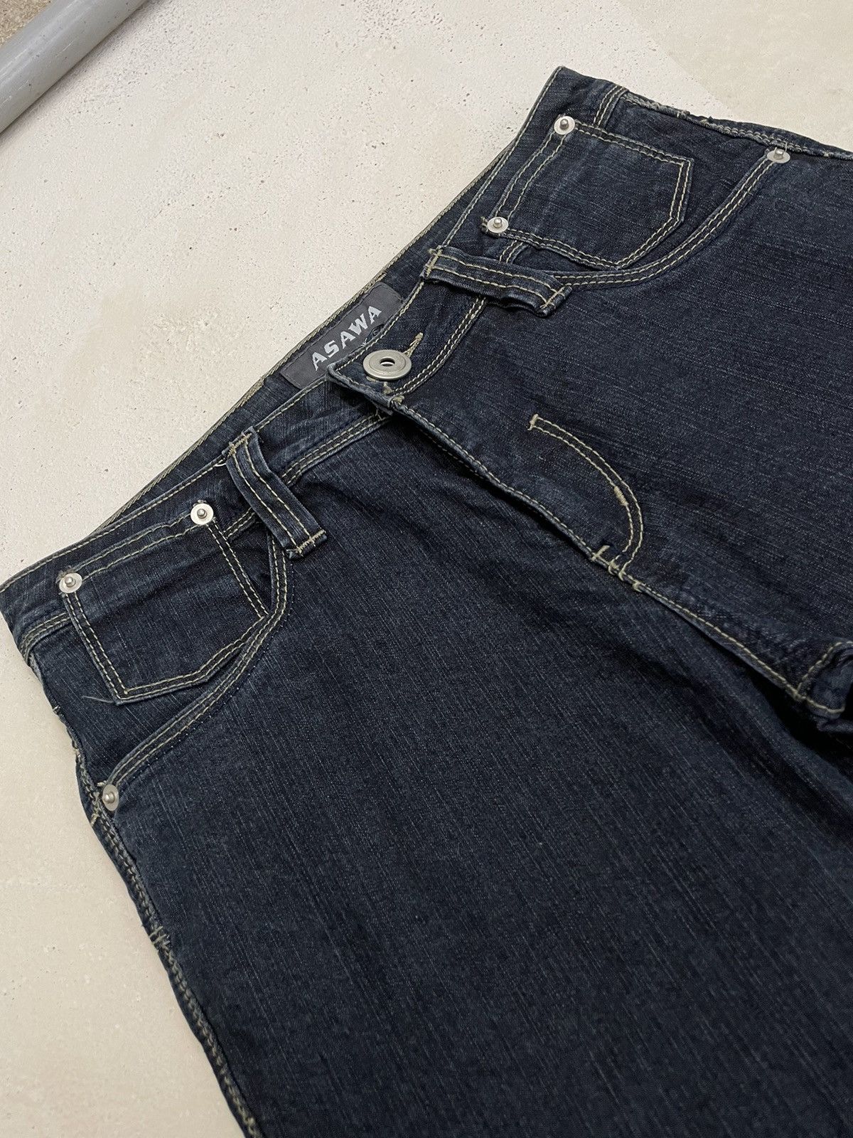 Japanese Brand × Le Grande Bleu (L.G.B.) Asawa Japanese Flare Bell Bottom Raw Denim Pants Size US 27 - 7 Thumbnail