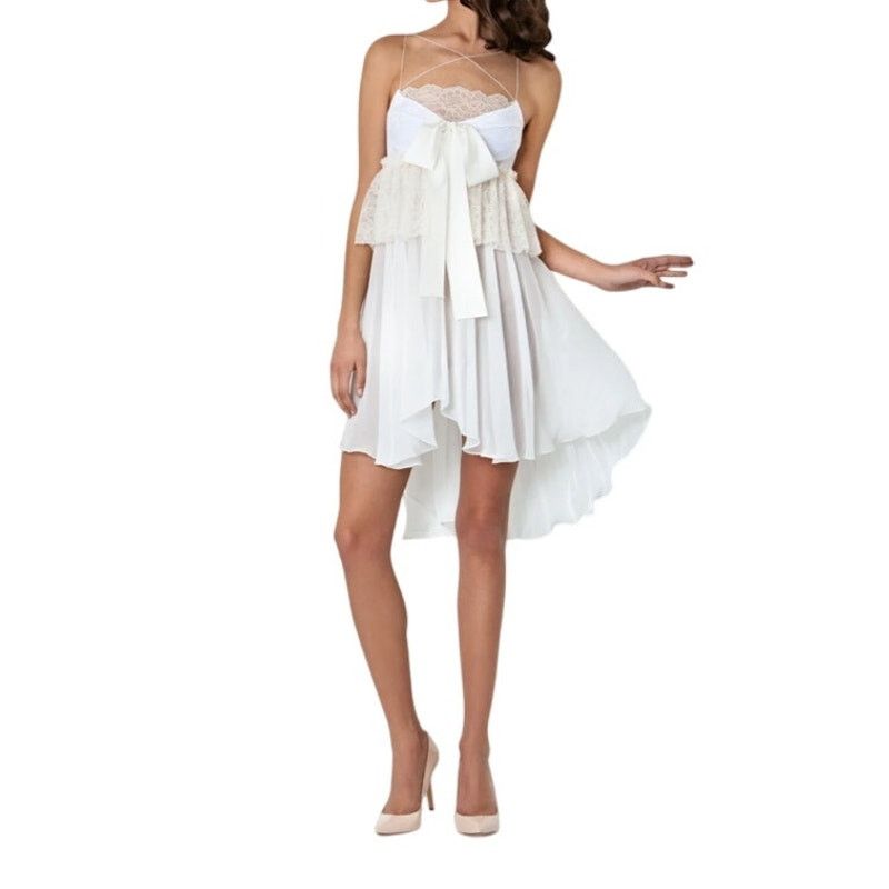Other Amoralle Ivory Tasseled Lace & Chiffon Ruffle Lingerie Slip Size M / US 6-8 / IT 42-44 - 1 Thumbnail