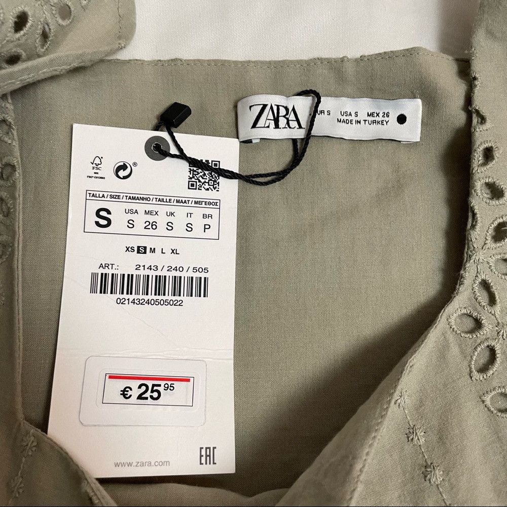 Zara NWT New Zara Olive Sleeveless Embroidered Crop Top Size S Size S / US 4 / IT 40 - 7 Thumbnail