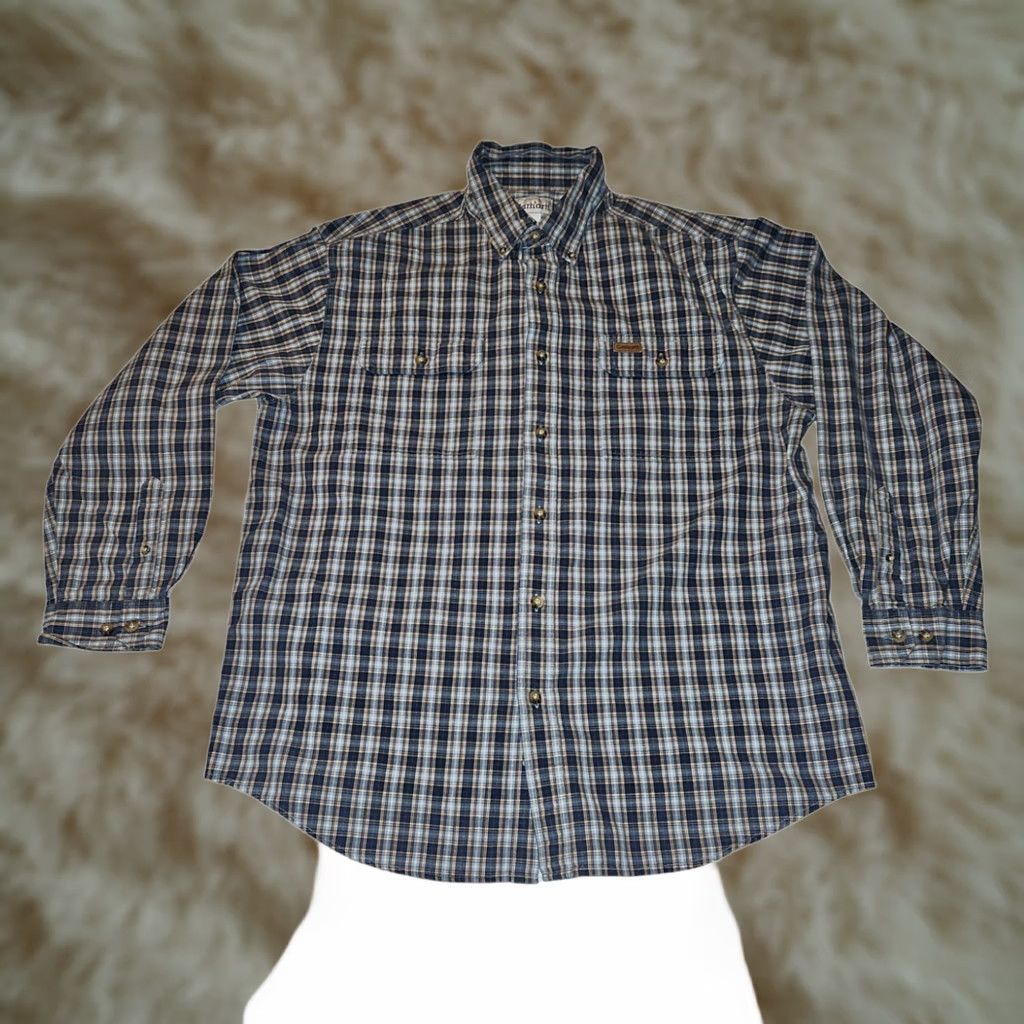 Carhartt Carhartt Shirt Large Blue Plaid Button Down Long Sleeve Casual Pockets Men's Size US L / EU 52-54 / 3 - 1 Thumbnail