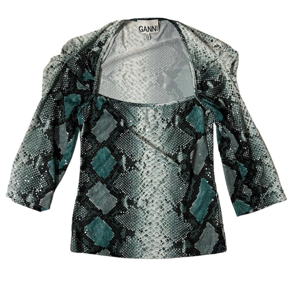 Gianni Valentino GANNI I Snakeskin Print Sparkly Top XS Size XS / US 0-2 / IT 36-38 - 1 Thumbnail
