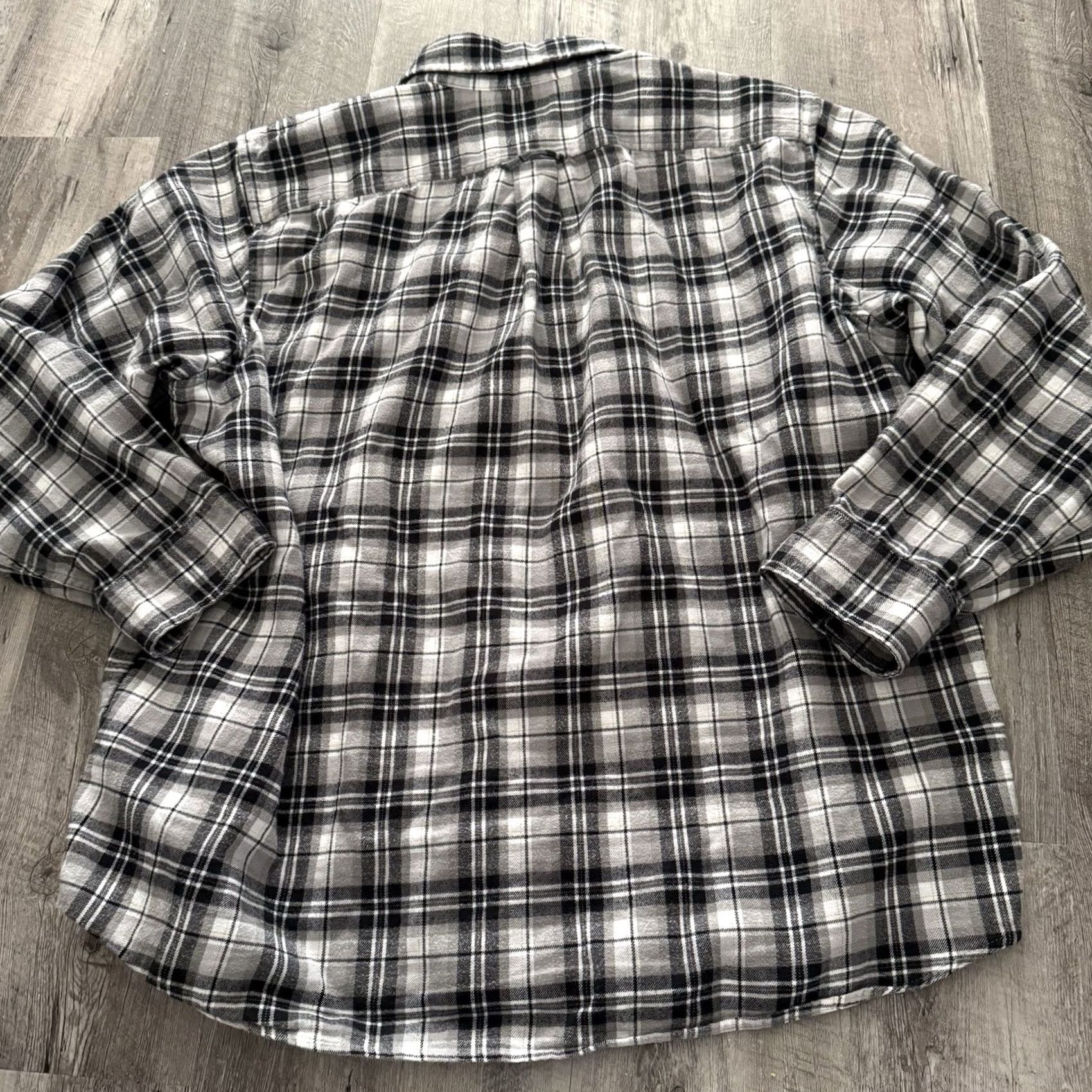 Lands' End Lands' End Shirt Mens XXL Traditional Fit Charcoal Plaid Flannel Button-Up Long Sleeve Casual Pockets Weathered Outdoor Size US XXL / EU 58 / 5 - 5 Thumbnail