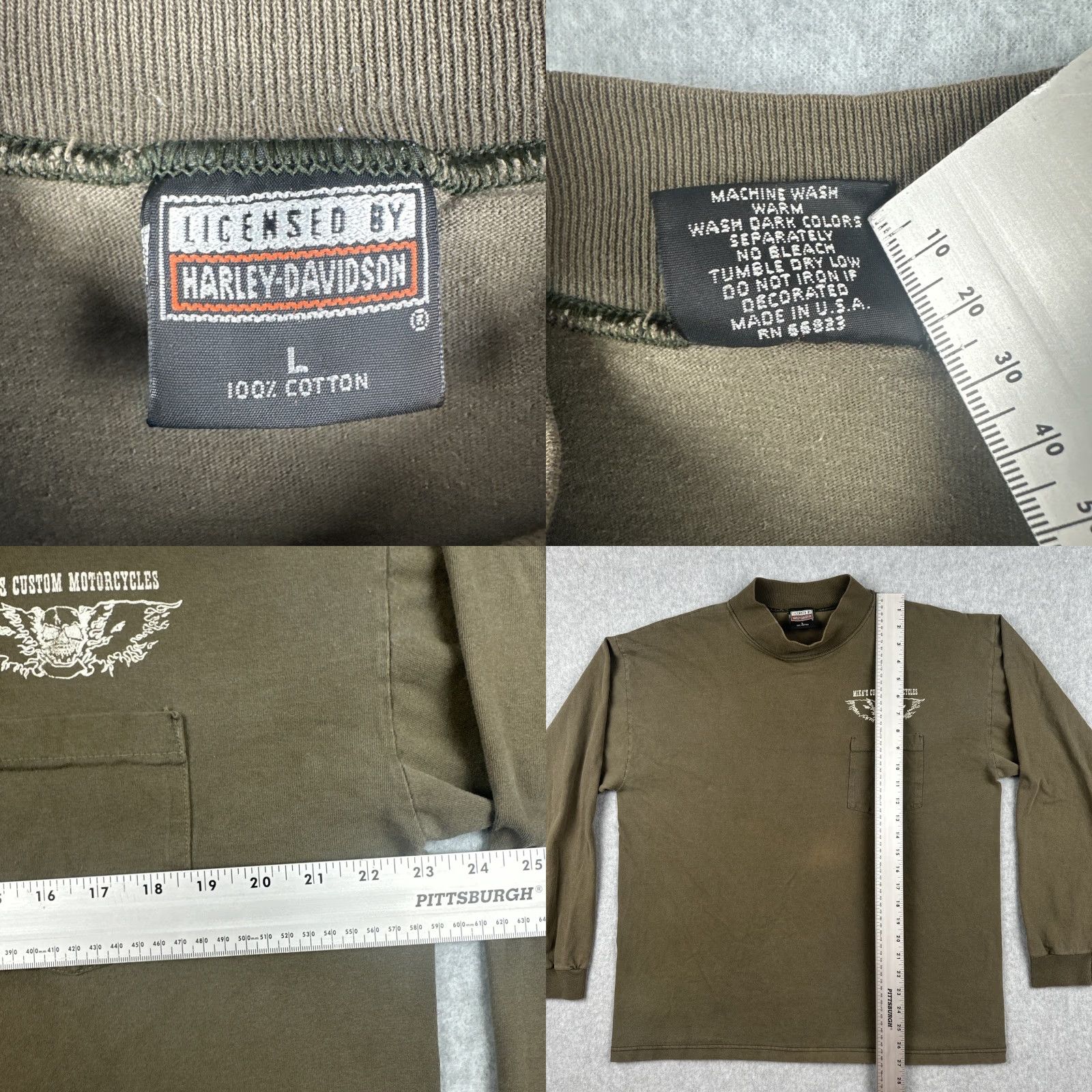 Harley Davidson VINTAGE Harley-Davidson Long Sleeve Pocket Shirt Mens L Green 90s Size US L / EU 52-54 / 3 - 8 Thumbnail