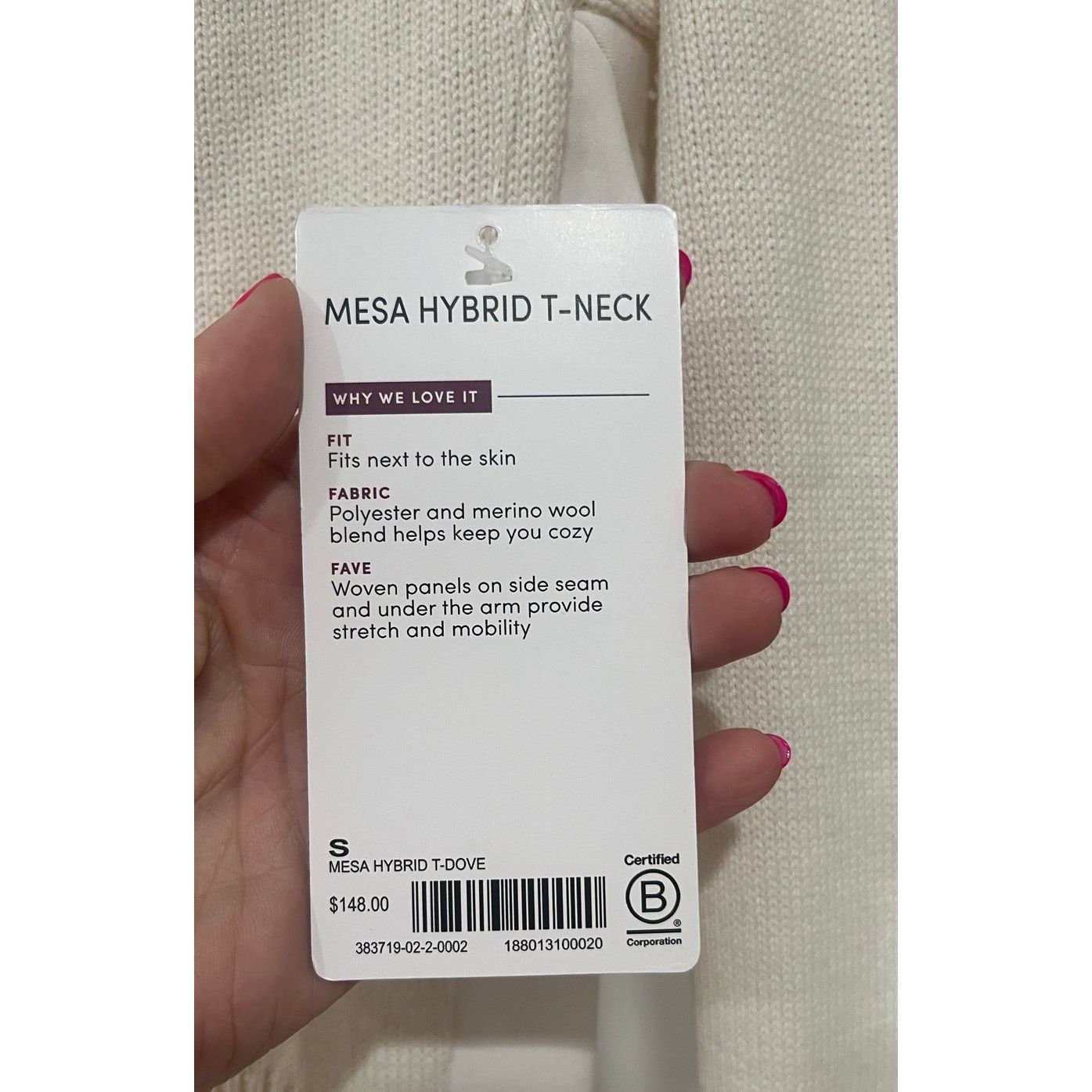 Athleta NWT Athleta Mesa Hybrid T-Neck Cream Merino Wool Blend SZ S Size S / US 4 / IT 40 - 7 Thumbnail