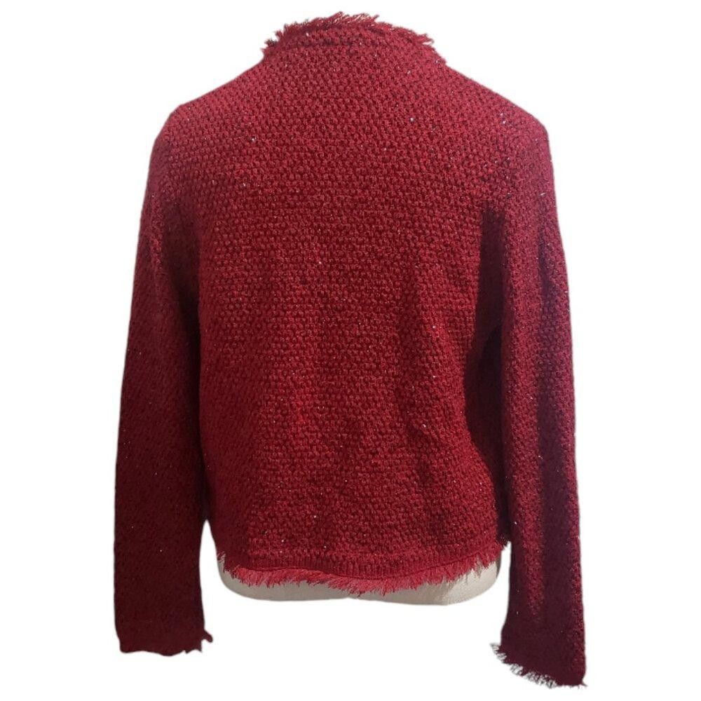 Zara CT1936 Zara Red/Metallic Cropped Blazer with Pockets S Size S / US 4 / IT 40 - 5 Thumbnail