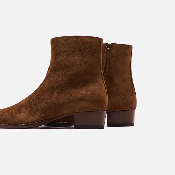 Saint Laurent Paris o1bcso1str1224 Wyatt Zipped Boots In Suede in Brown Size US 8 / EU 41 - 2 Thumbnail