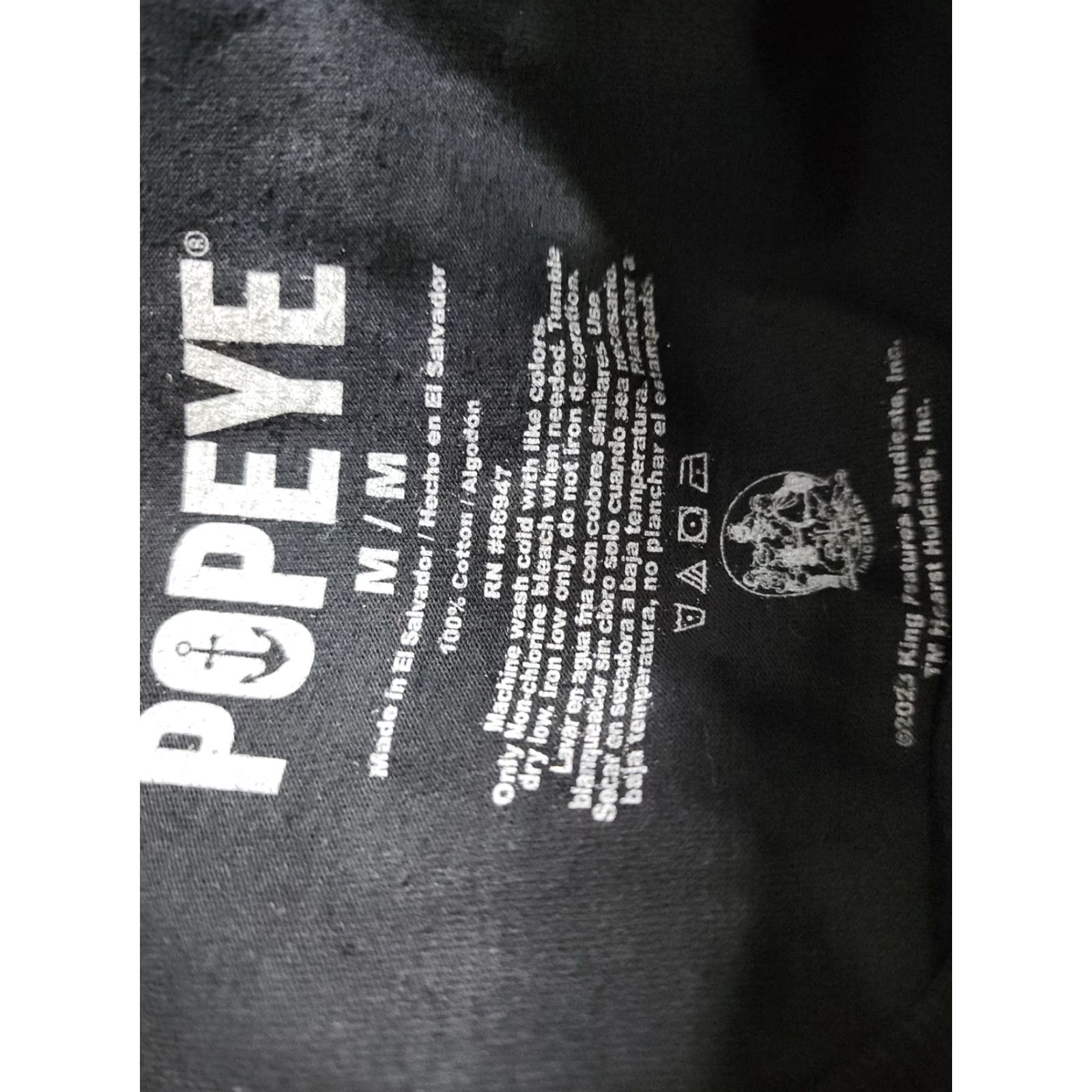 Vintage Popeye the Sailorman Mens M Graphic Tee Shirt 100% Cotton Black Short Sleeve Crew Neck 90s Cartoon T Shirt Popeye Brand Mens Size US M / EU 48-50 / 2 - 4 Thumbnail