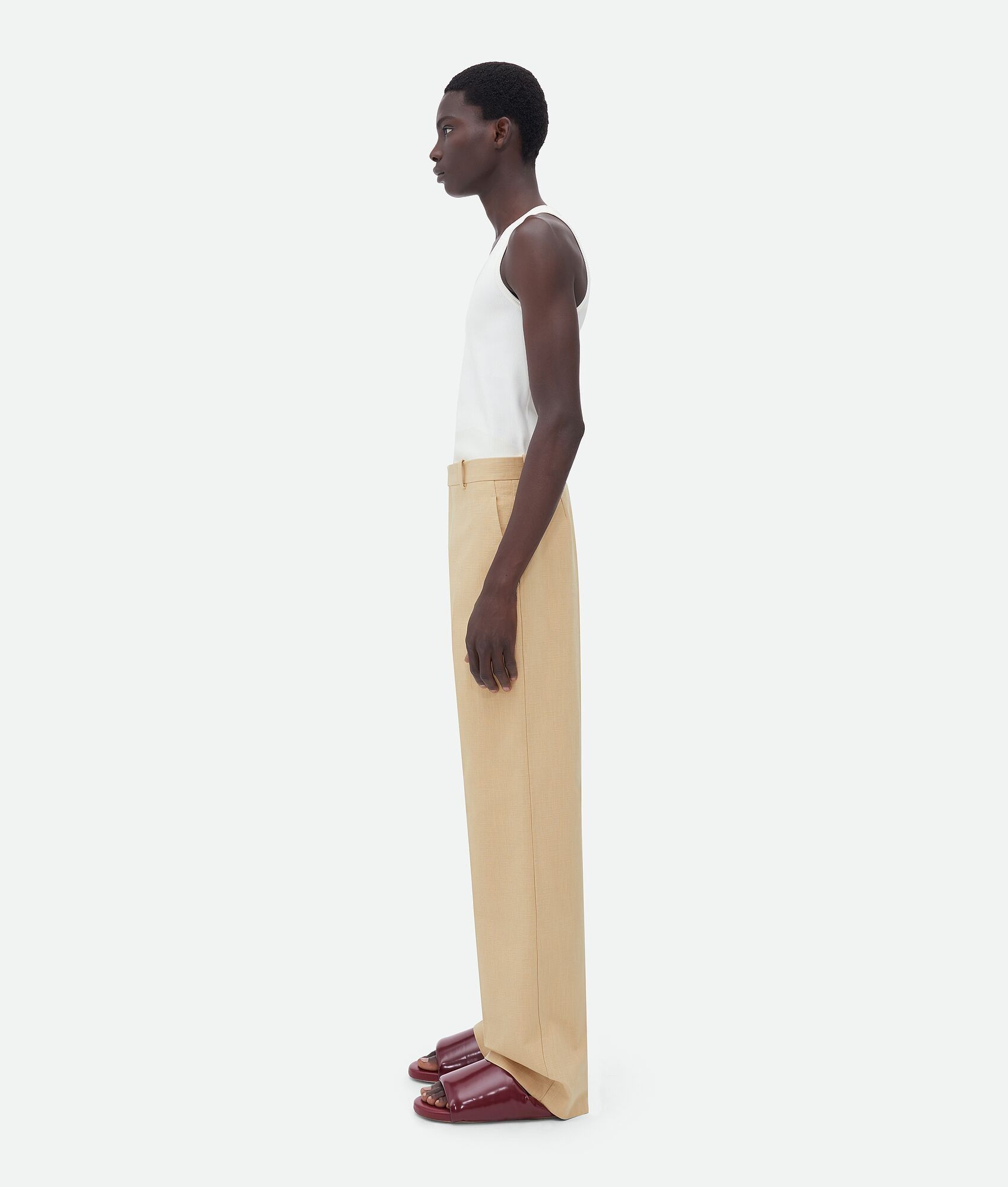 Bottega Veneta o1n1vont0125 Straight Leg Textured Cotton Pant in Beige Size US 36 / EU 52 - 2 Thumbnail