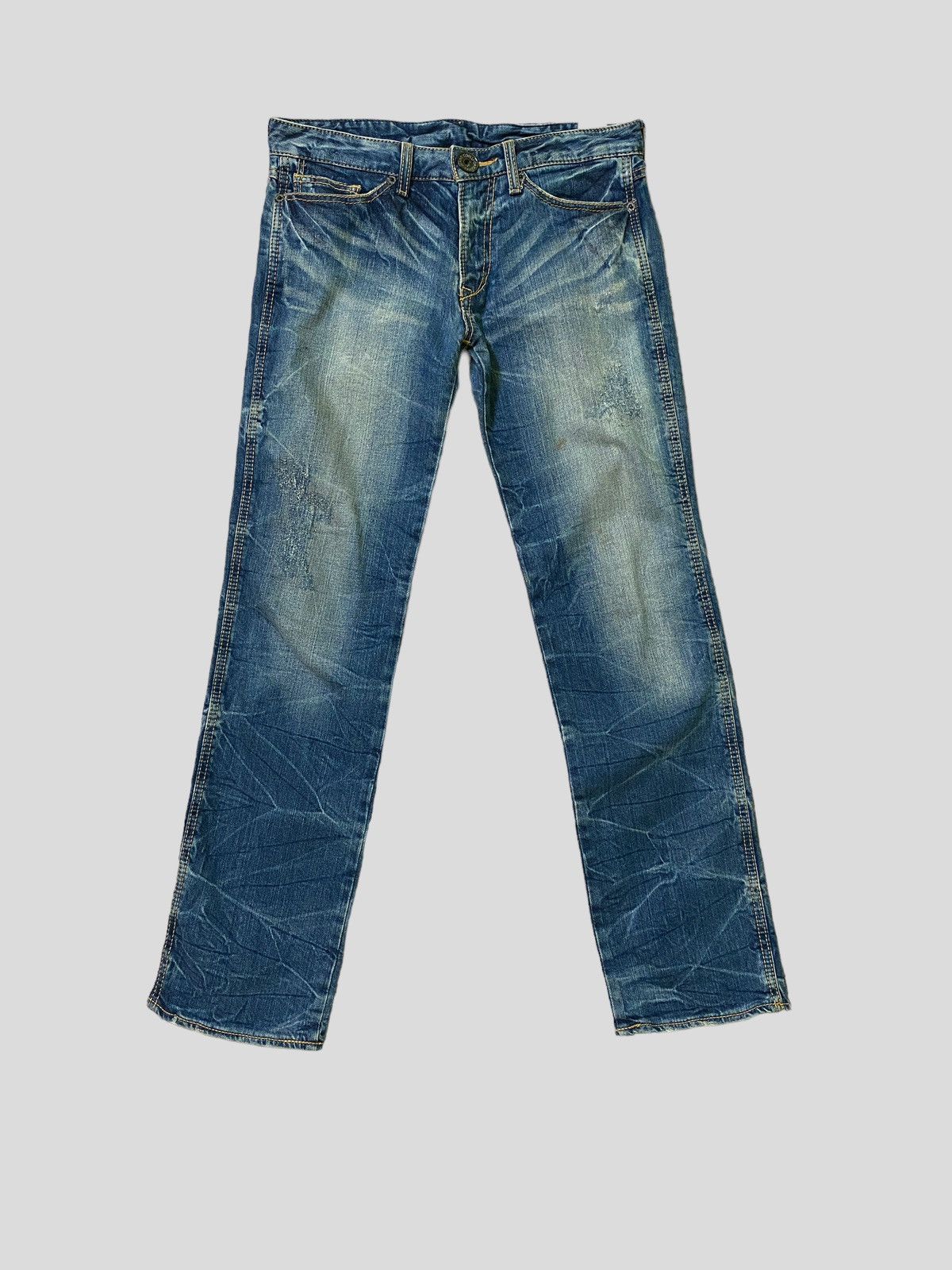 Hysteric Glamour × Japanese Brand × Vintage VINTAGE CO & LU YELLOW EMBROIDERED SPELL OUT DENIM JEANS Size US 30 / EU 46 - 2 Thumbnail