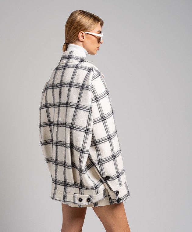 Sportmax o1tko10125 Check Oversized Short Coat in White/Black Size L / US 10 / IT 46 - 4 Thumbnail