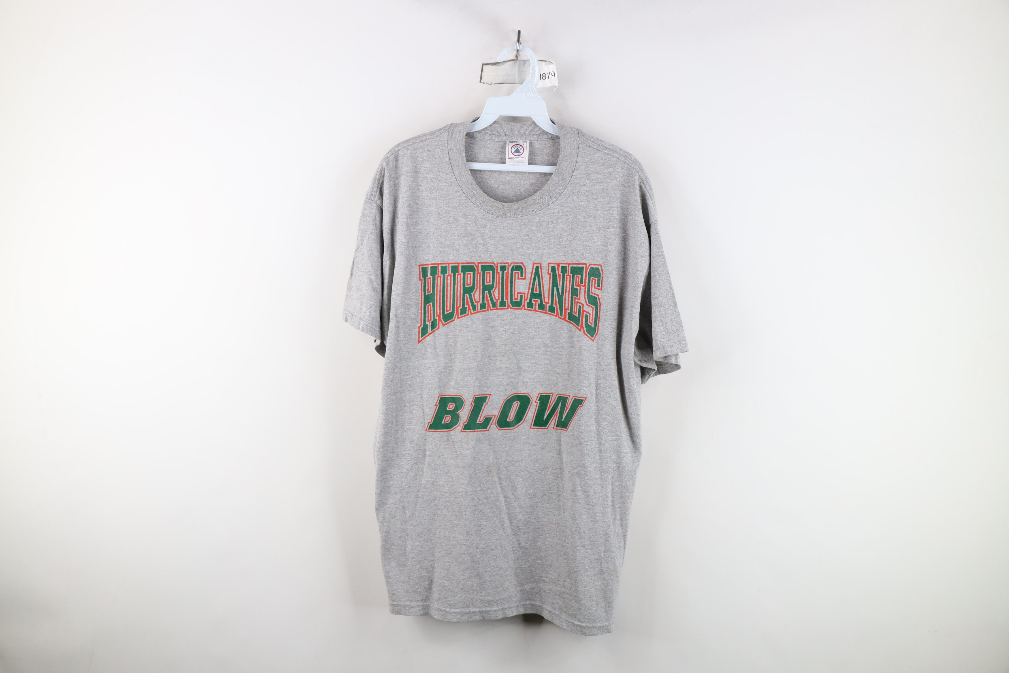 Vintage Vintage 90s of Miami Hurricanes Blow T-Shirt Heather Gray Size US L / EU 52-54 / 3 - 1 Thumbnail