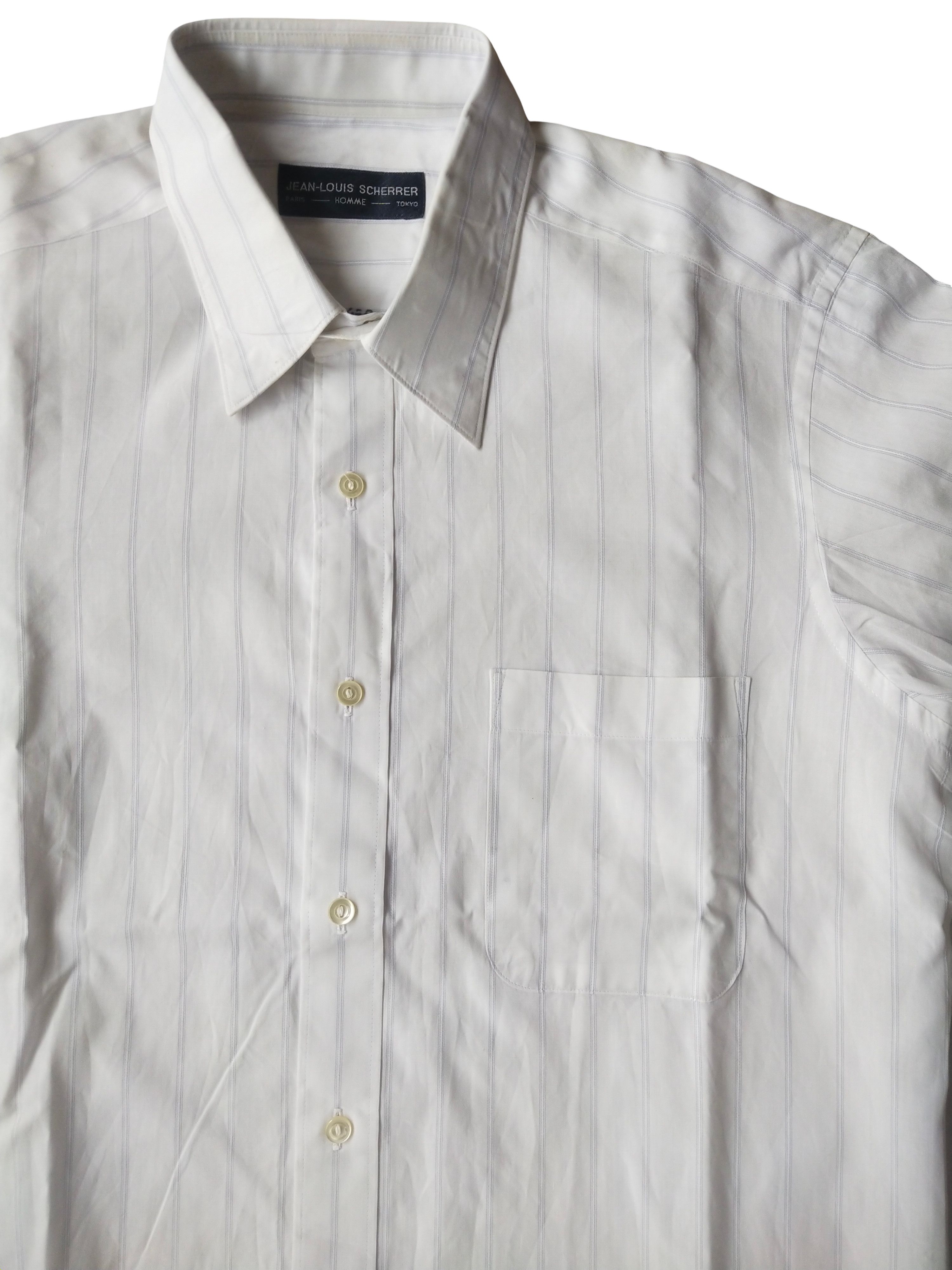 Jean-Louis Scherrer 1990s Jean-Louis Scherrer Homme Pinstripe SS Shirt Vintage Size US M / EU 48-50 / 2 - 2 Thumbnail
