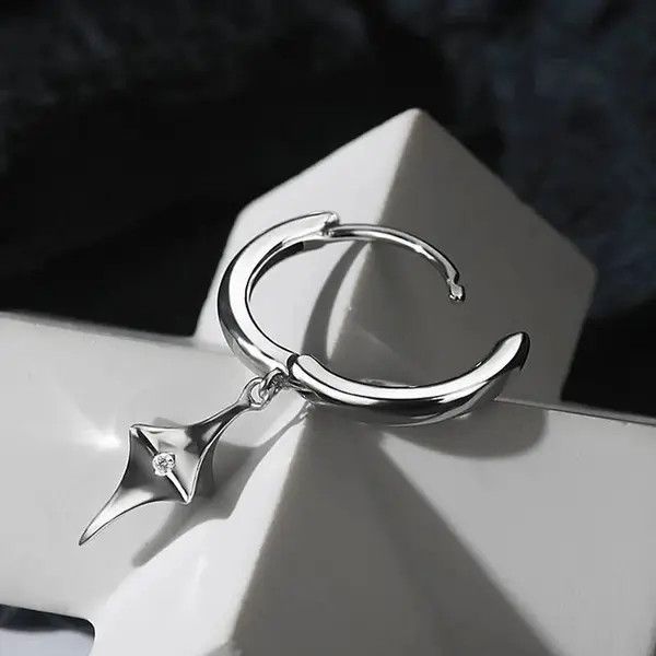 VIBE Crystal Star Stone Earrings Gothic Punk Chrome Jewelry Spike Size ONE SIZE - 4 Thumbnail