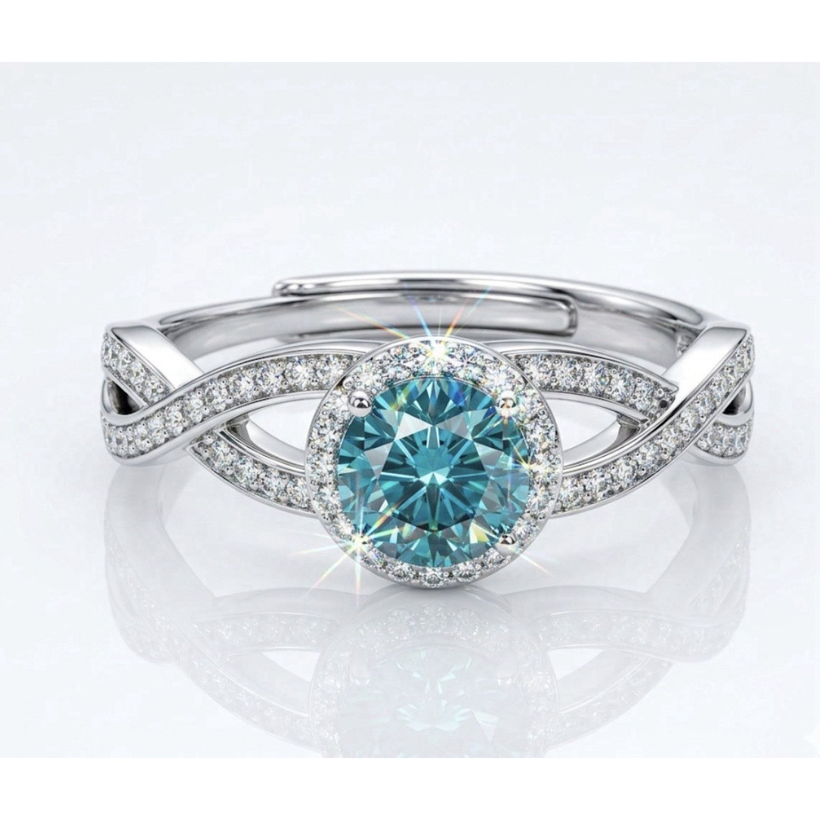 Other Exquisite 0.5ct Mystic Moissanite Halo Ring VVS1 Adjustable Size ONE SIZE - 1 Thumbnail