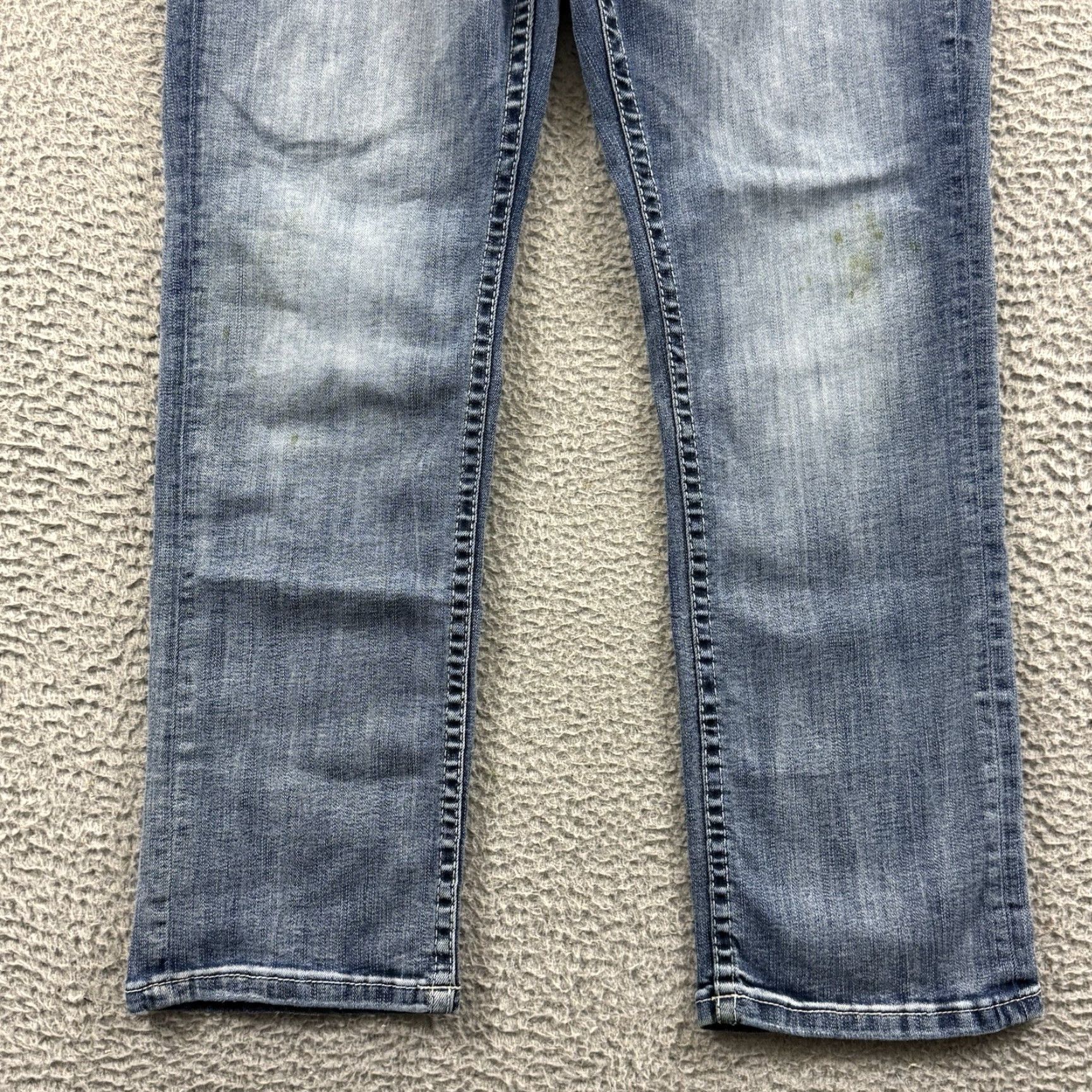 Vintage BKE Buckle Jeans Mens 32x30 Blue Denim Bootcut 5-Pocket Western Zip Button Old School 90s Cowboy Baggy Straight Regular Fit Jewelry Logo Pink Size US 32 / EU 48 - 2 Thumbnail