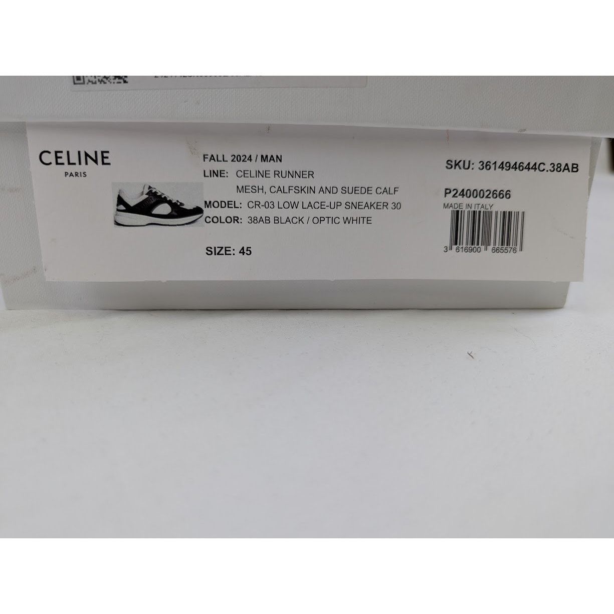 Celine o1rshd1 Low Lace-Up Sneakers in Black/Optic White Size US 12 / EU 45 - 14 Thumbnail