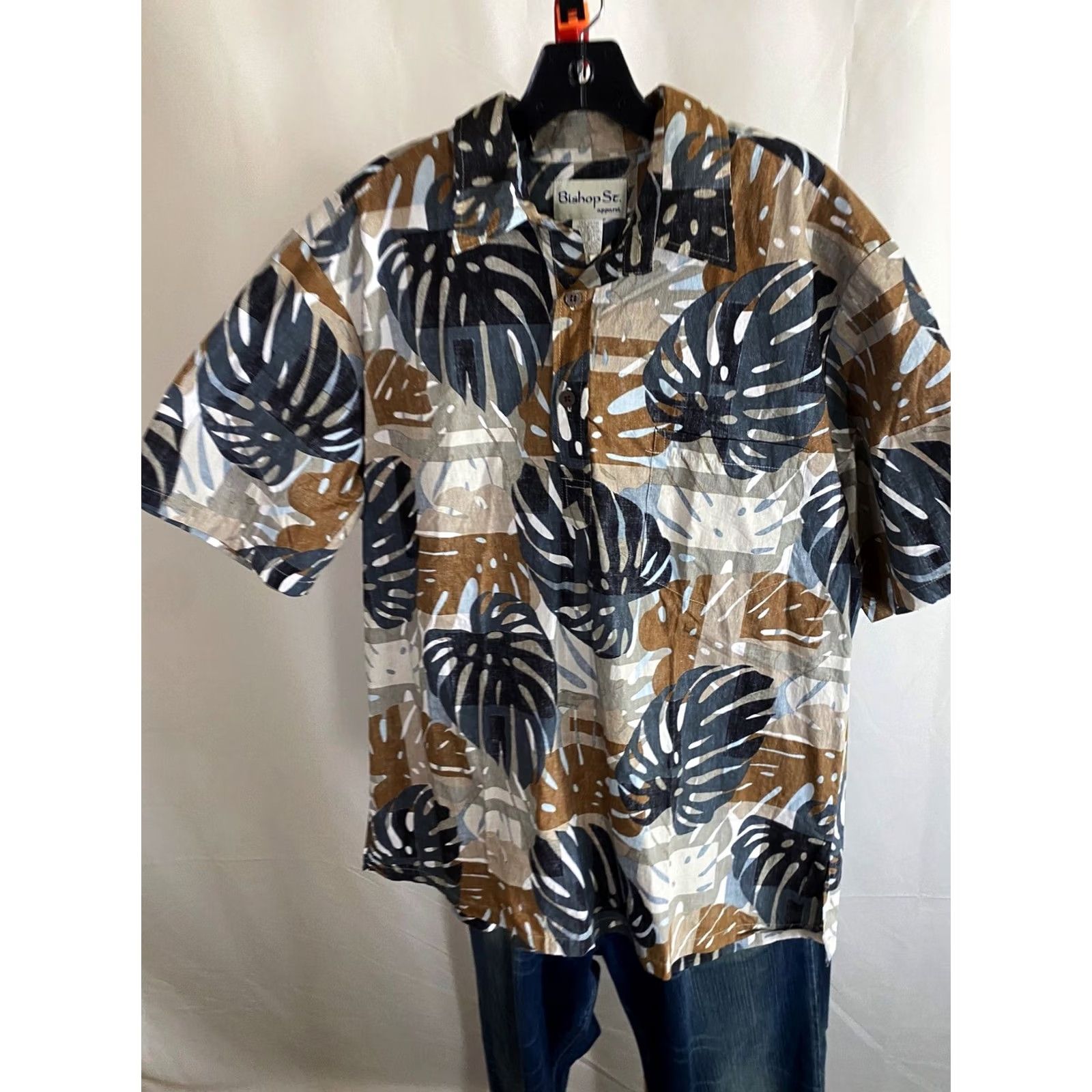 Vintage Bishop Street CAMP SHIRT Earth Tone Floral XL Pocket Ctn Mens Size US XL / EU 56 / 4 - 2 Thumbnail