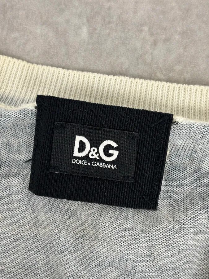Dolce & Gabbana SS2010 Dolce & Gabbana Blue Denim Trompe-loeil V Neck Sweater Size US S / EU 44-46 / 1 - 8 Thumbnail