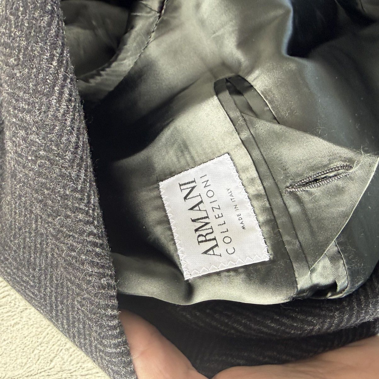 Armani Collezioni Armani Collezioni Herringbone Wool-Cashmere Maxi Coat Size US L / EU 52-54 / 3 - 5 Thumbnail